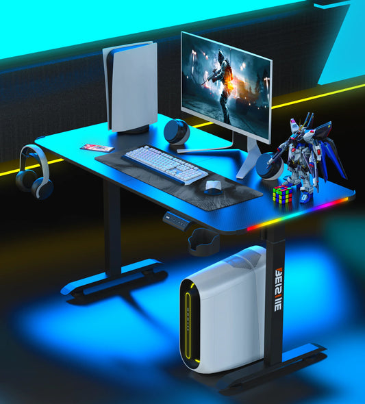 table gamer réglable Bureau sur pied électrique réglable, table de jeu ergonomique, bureau à domicile