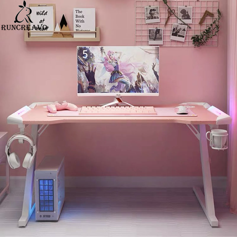 Table gaming pour filles rose rgp led bureau d'ordinateur, pour diffus –  setupmaroc